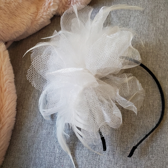 Brand New Bridal Tulle Feather Headpiece Fascinator Headband Hair Accessory - Picture 4 of 5